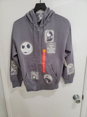 Disney Licensed Character Zip Patch Fleece Hoodie Nightmare before Christmas